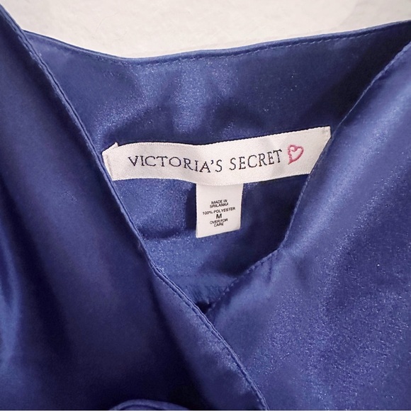 Victoria's Secret Sheer Lettuce Edge Hem Mini Slip Dress Satin Royal Purple - Picture 4 of 7